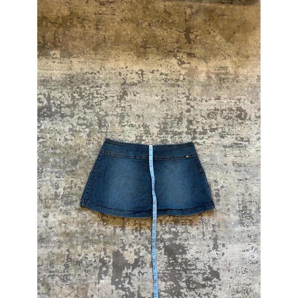 Y2K denim pleated mini micro skirt Baddie 4 button detail‎ 9